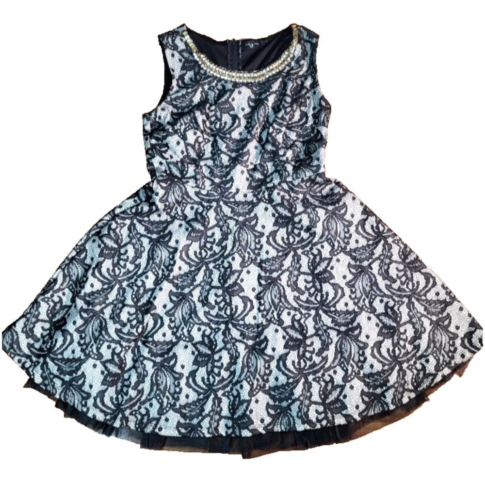 Vintage Y2k Ruby Rox Dress Size 3 Whimsigoth Lace Black White Beaded‎ Jeweled